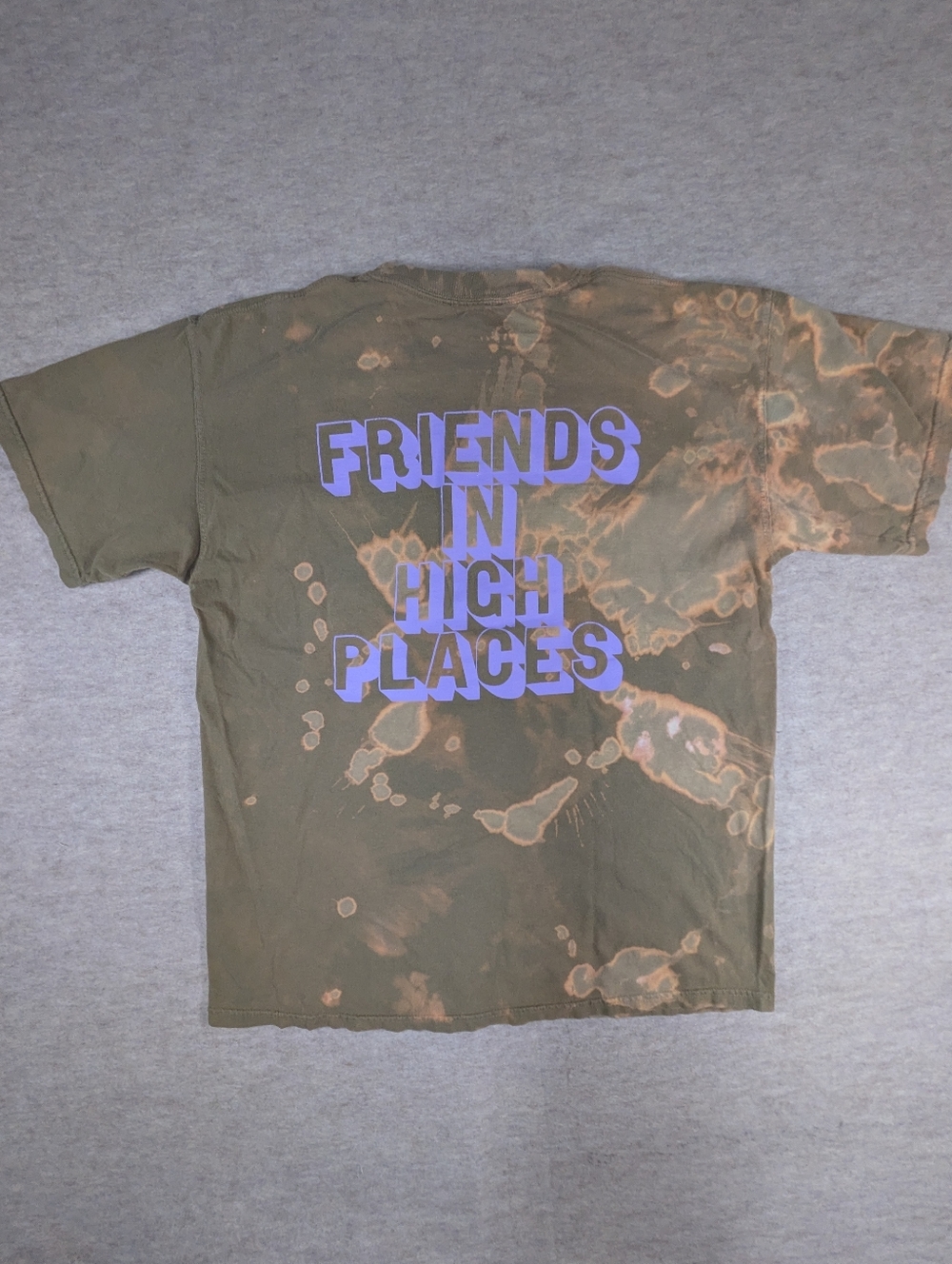 SAga Boulder Colorado Friends In High Places Bleach Tye Dye Cotton Tee Tan Large